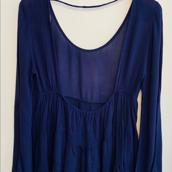 Cherish Peasant Top Navy Blue Large Long Sleeve - Picture 8 of 12